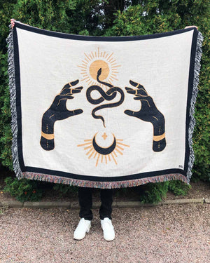 "Fortune Snakes" Woven Art Blanket by Daphna Sebbane