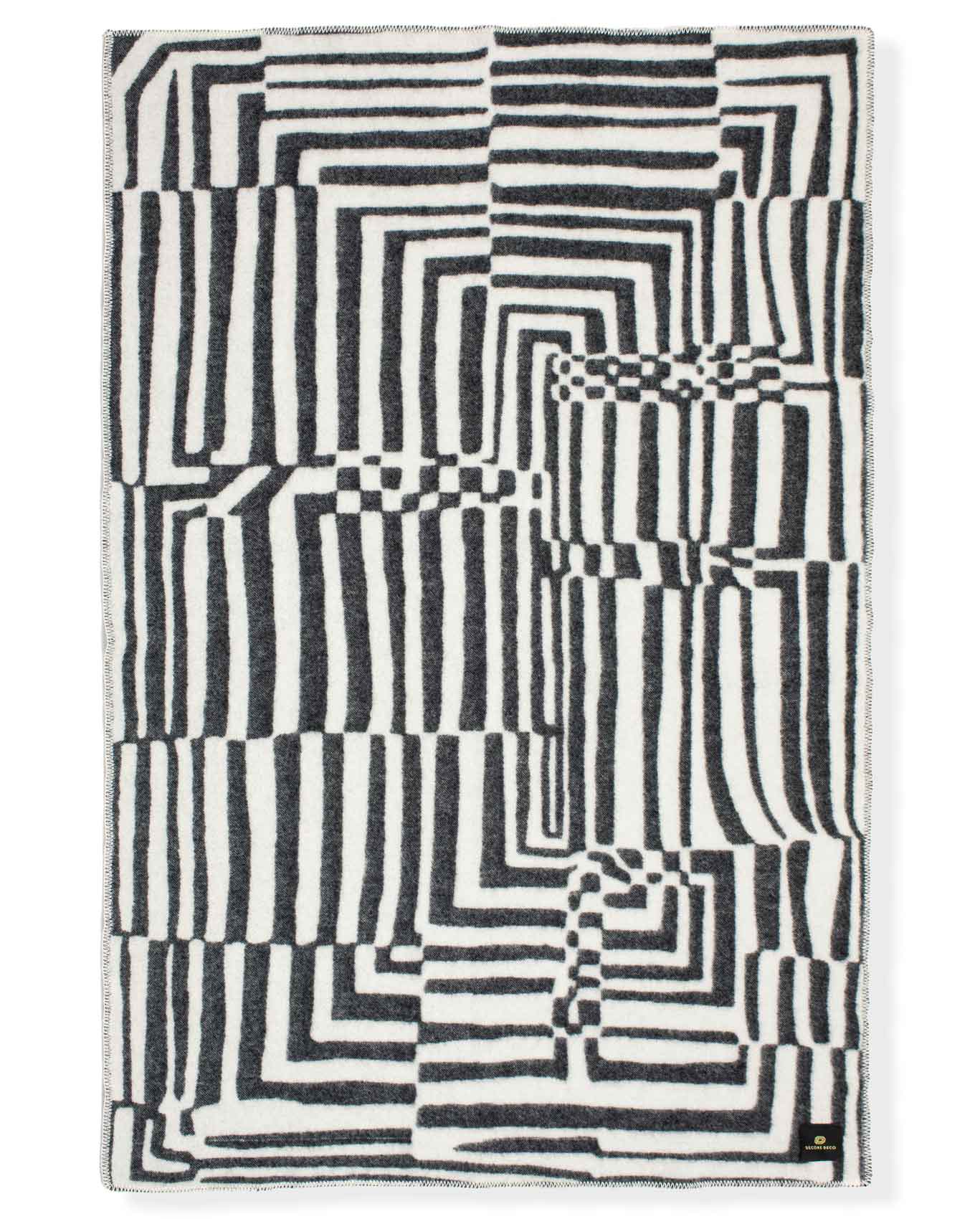 "Obscure Chess" Pure Wool Blanket by Jonathan Ryan Storm. Black/White