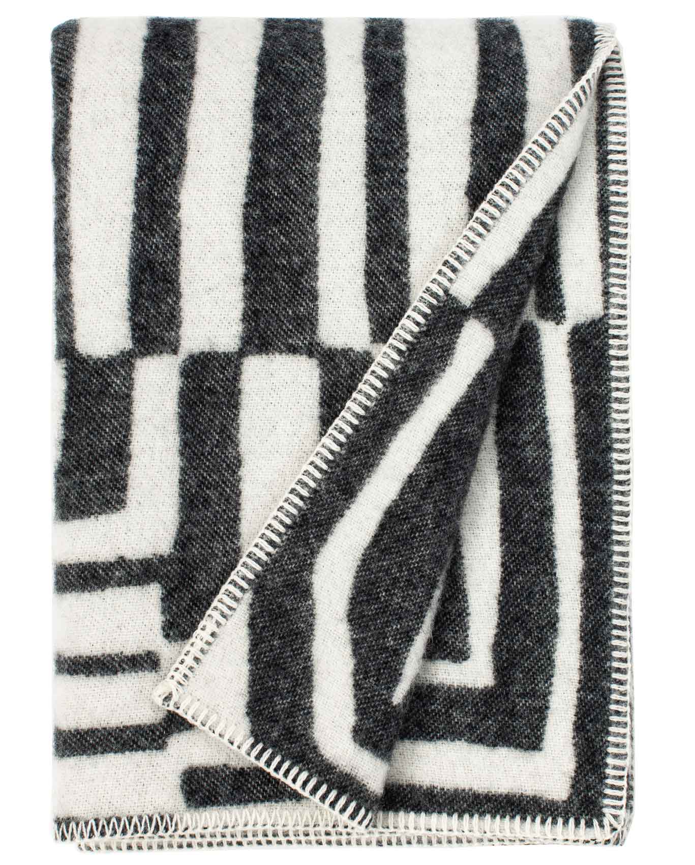 "Obscure Chess" Pure Wool Blanket by Jonathan Ryan Storm. Black/White